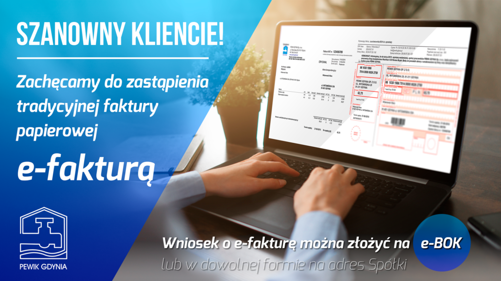 Zachęta do korzystania z e-faktury zamiast faktury papierowej, z wnioskiem przez e-BOK.
