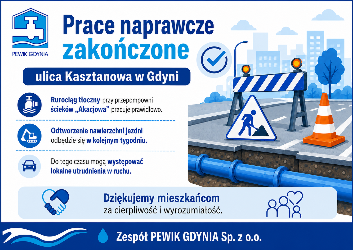 Prace naprawcze przy ul.&nbsp;Akacjowej w&nbsp;Gdyni zakończone